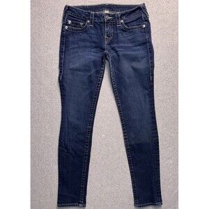True Religion Skinny Jeans Women’s Size 29 Dark Wash Contrast Stitch Made In USA